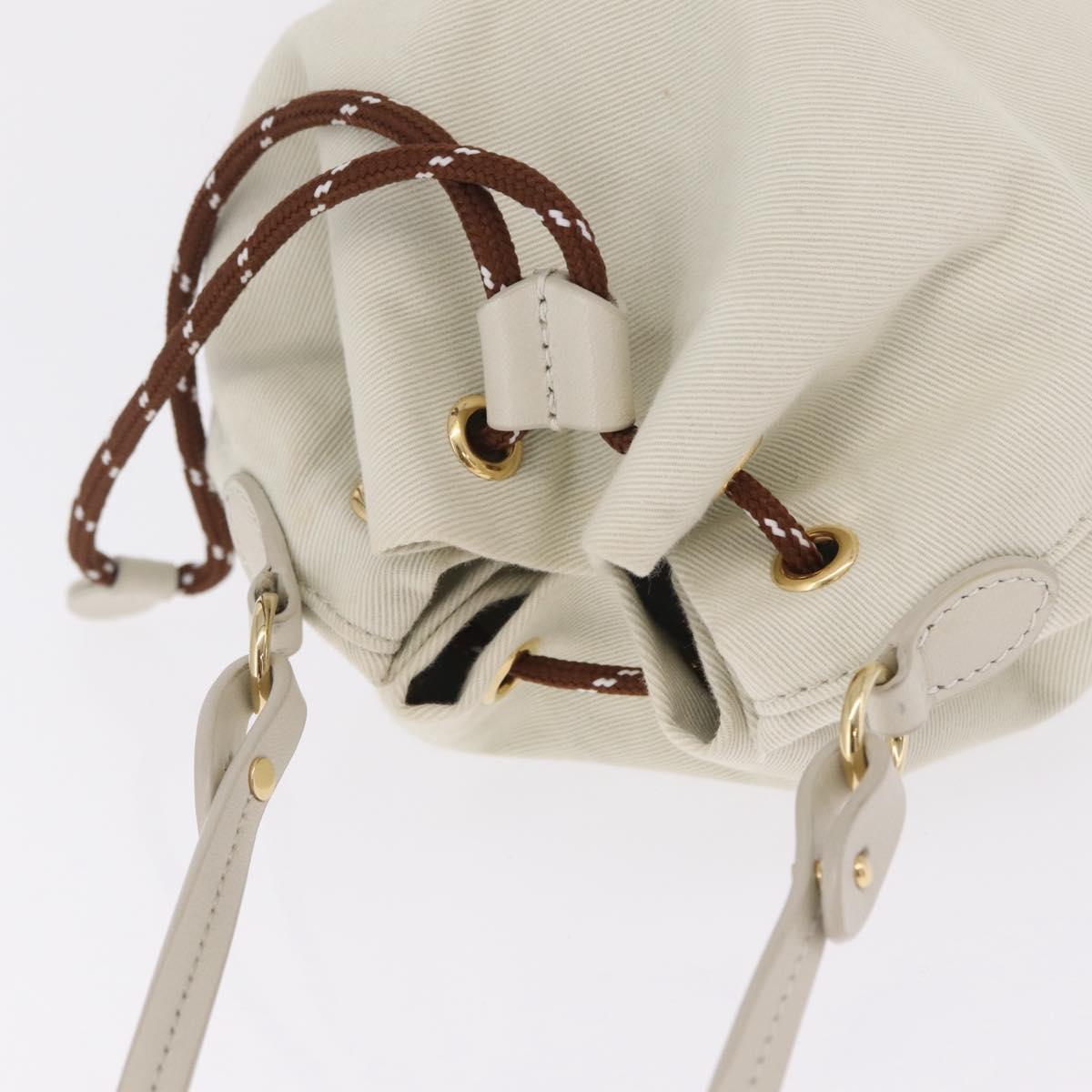 Miu Miu Purse Hand Bag Canvas Ivory Gold Auth 210220A