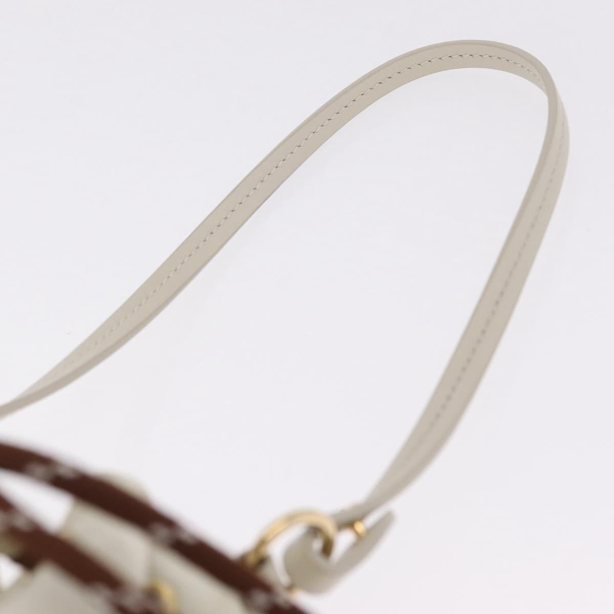 Miu Miu Purse Hand Bag Canvas Ivory Gold Auth 210220A