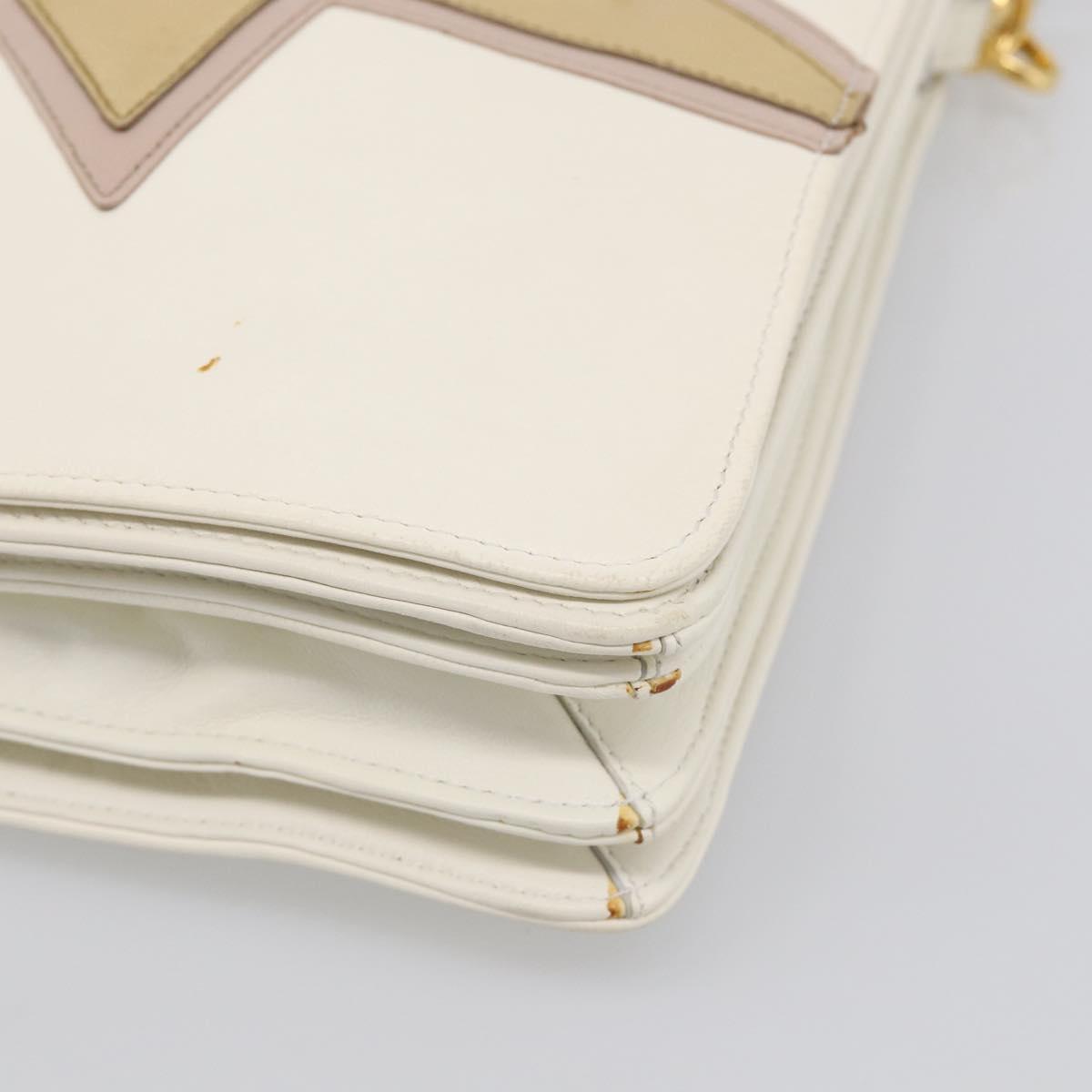 Miu Miu Shoulder Bag Leather White Gold Auth 210222A