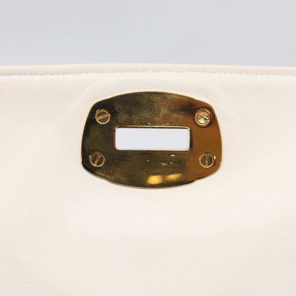Miu Miu Shoulder Bag Leather White Gold Auth 210222A