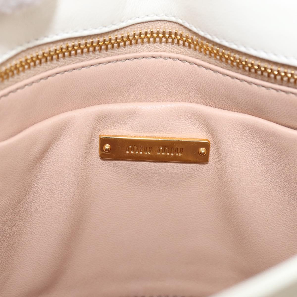 Miu Miu Shoulder Bag Leather White Gold Auth 210222A