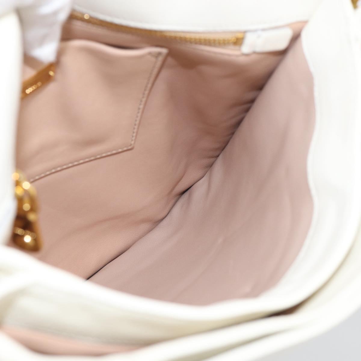 Miu Miu Shoulder Bag Leather White Gold Auth 210222A
