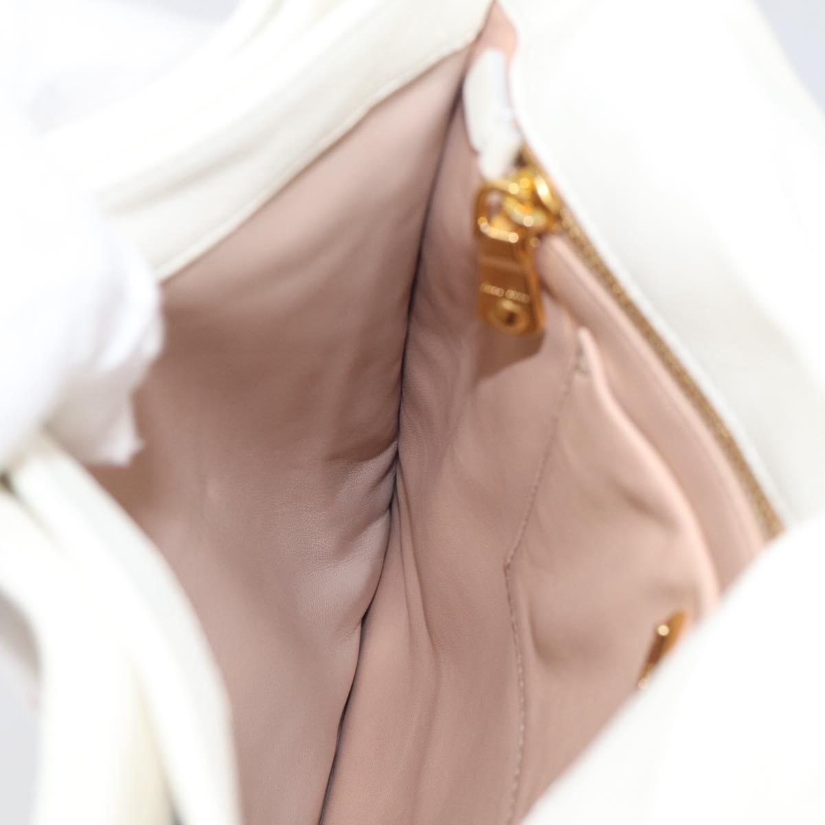 Miu Miu Shoulder Bag Leather White Gold Auth 210222A