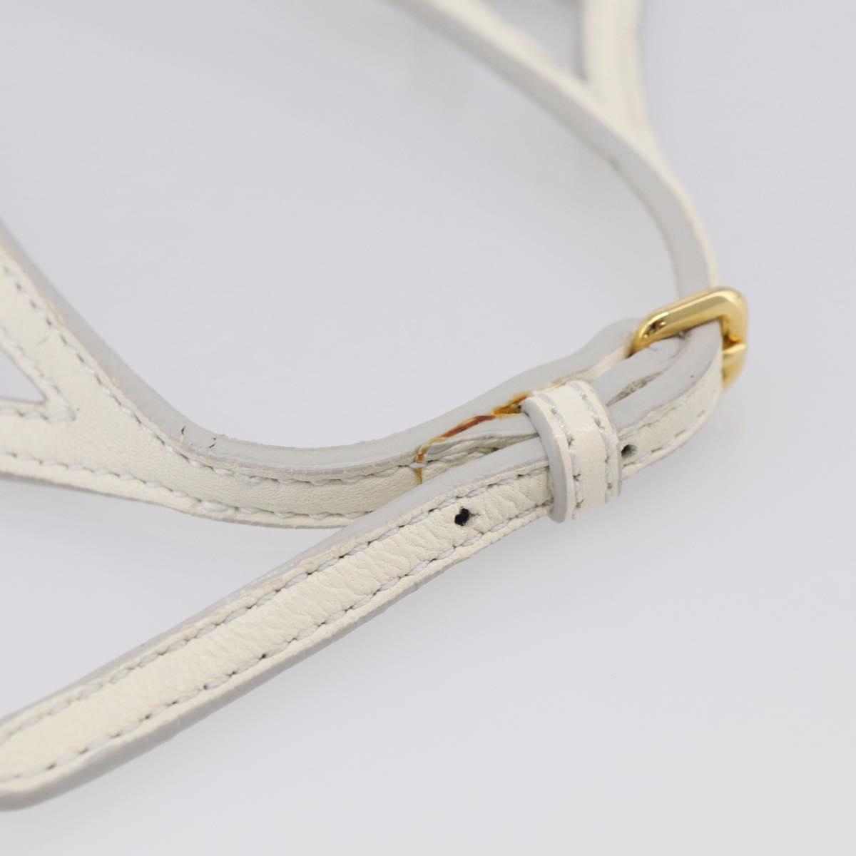 Miu Miu Shoulder Bag Leather White Gold Auth 210222A