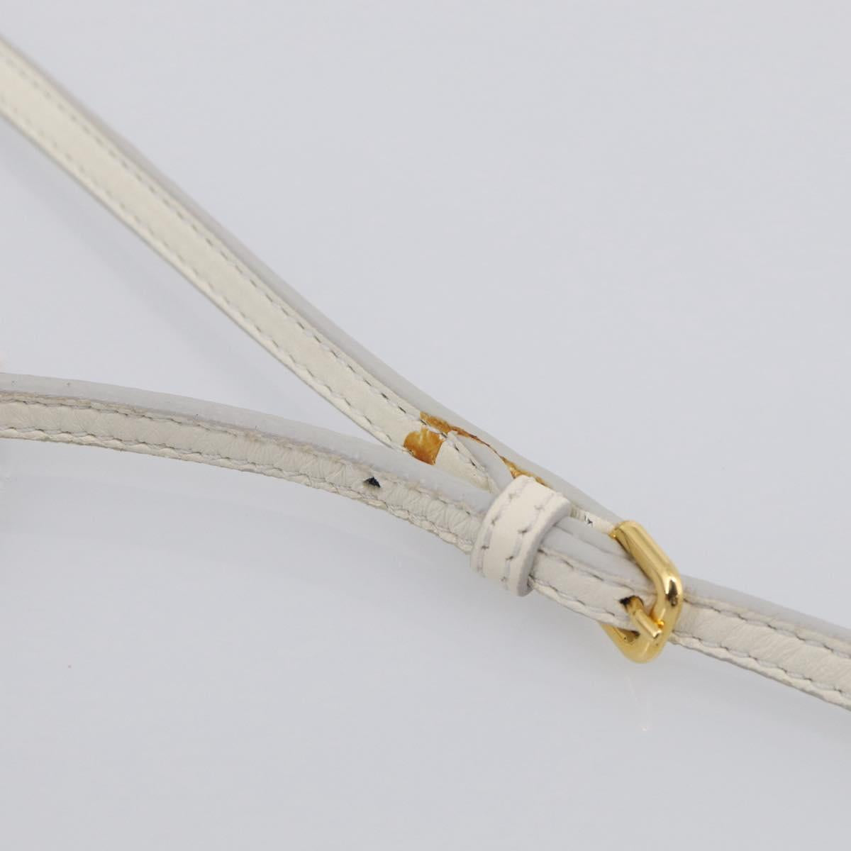 Miu Miu Shoulder Bag Leather White Gold Auth 210222A