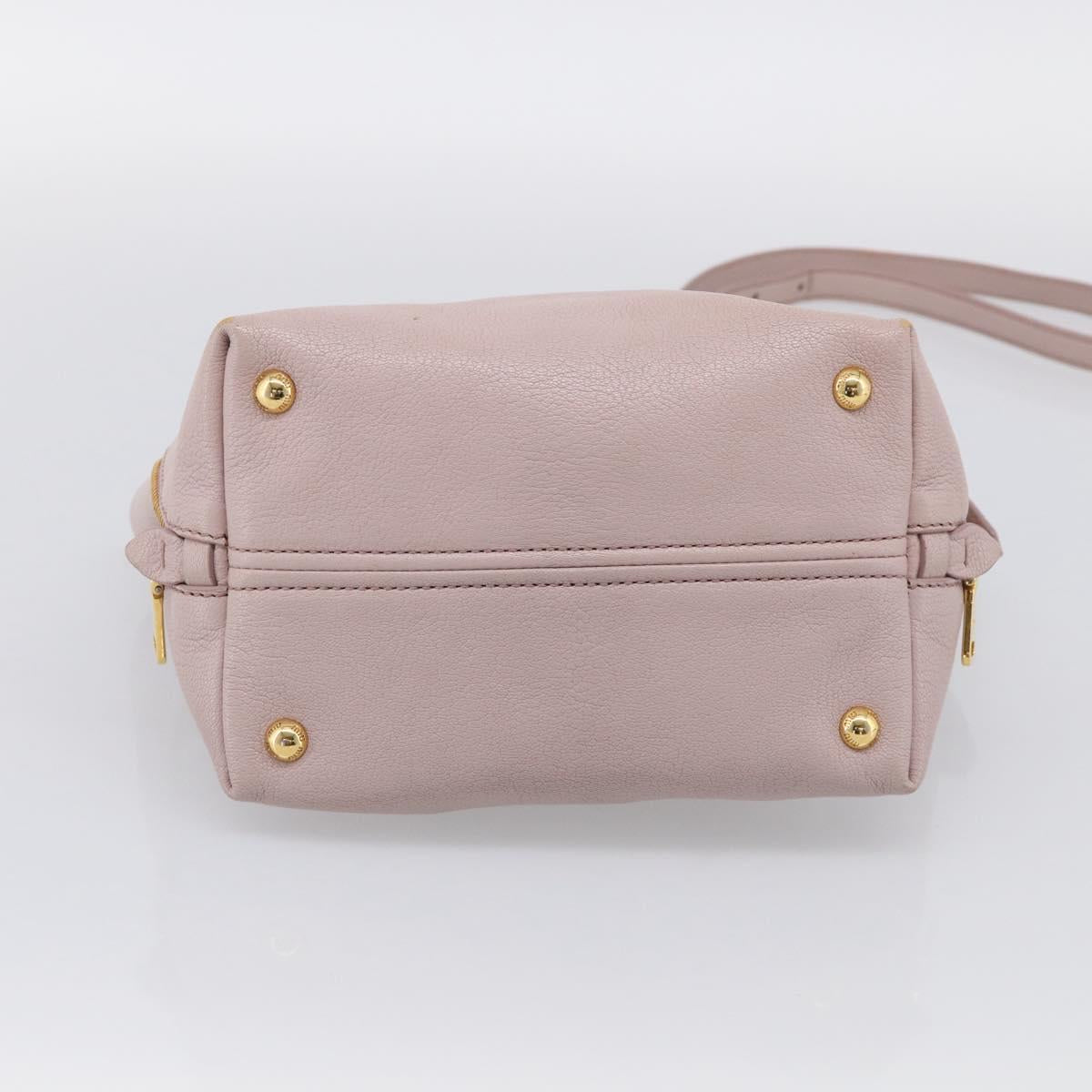Miu Miu Madras Hand Bag Leather 2way Pink Gold Auth 210224