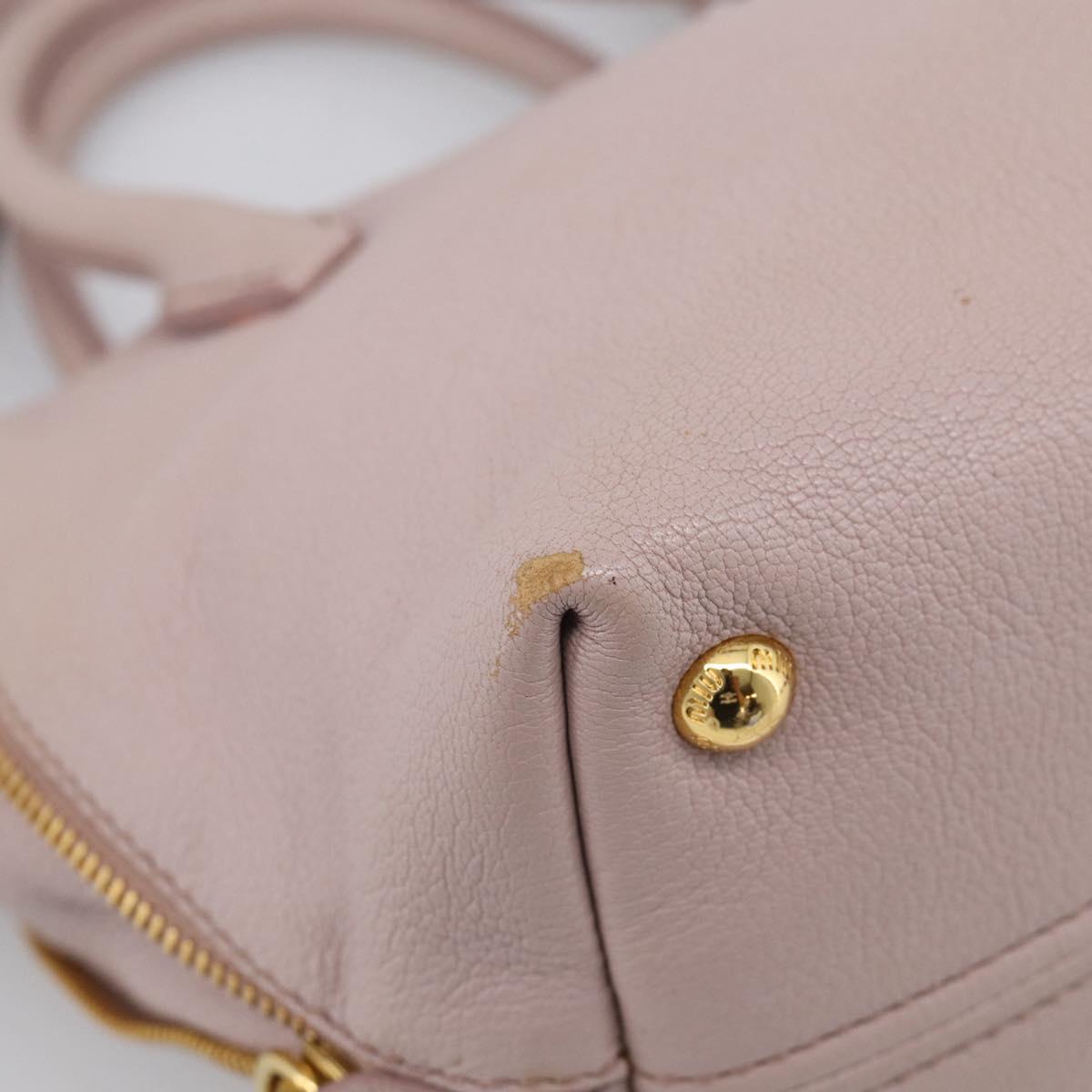 Miu Miu Madras Hand Bag Leather 2way Pink Gold Auth 210224