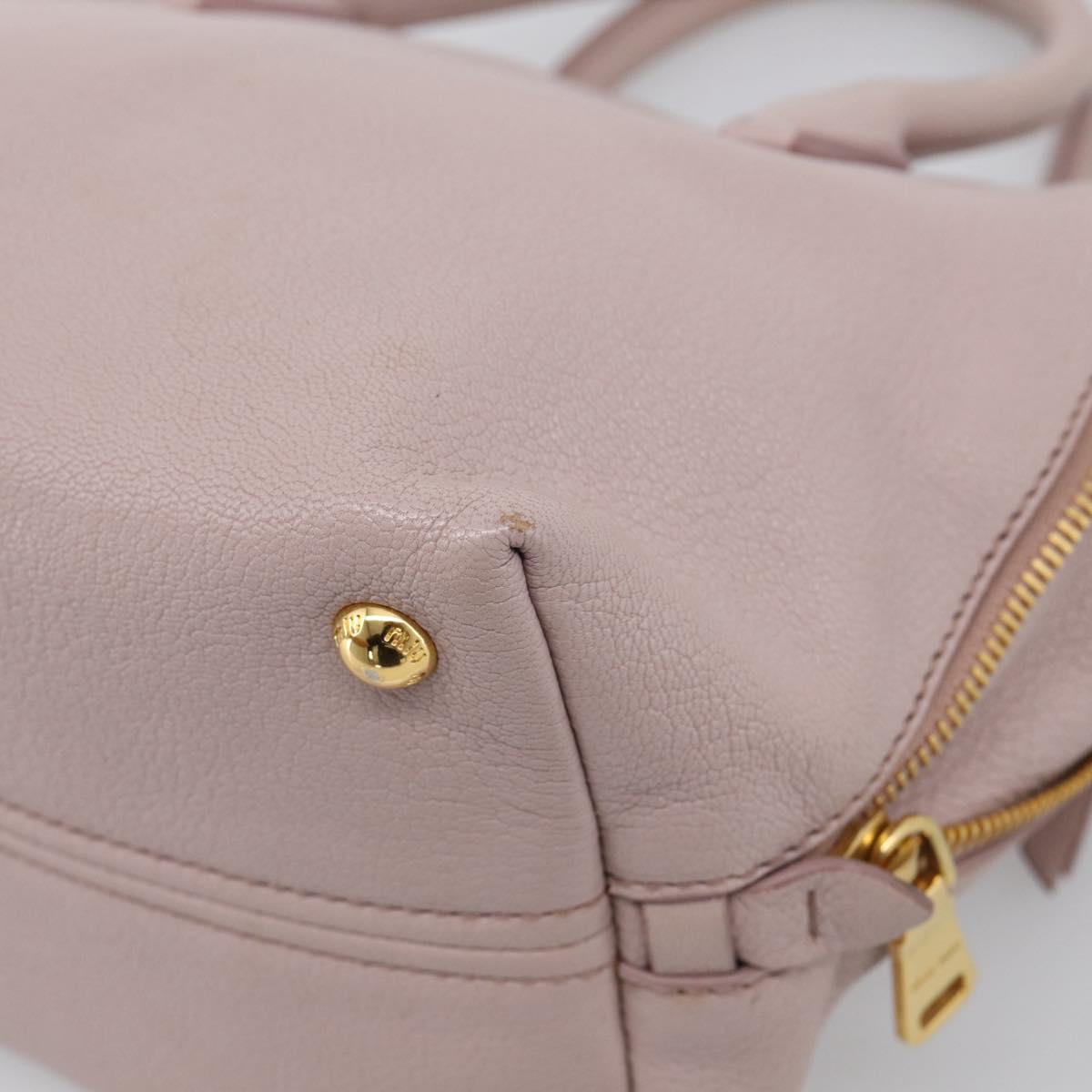 Miu Miu Madras Hand Bag Leather 2way Pink Gold Auth 210224