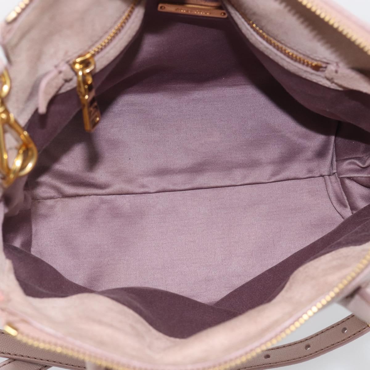 Miu Miu Madras Hand Bag Leather 2way Pink Gold Auth 210224