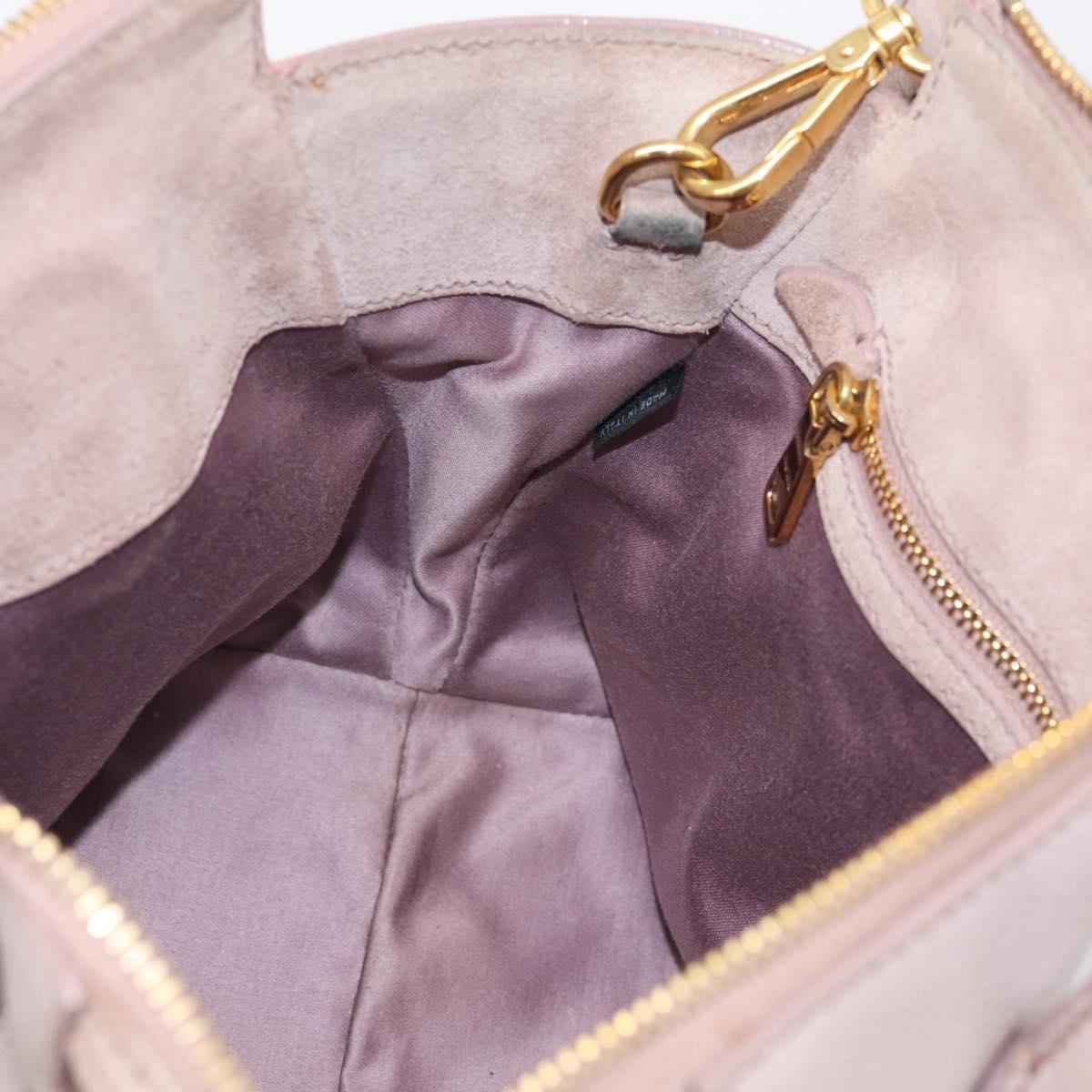 Miu Miu Madras Hand Bag Leather 2way Pink Gold Auth 210224
