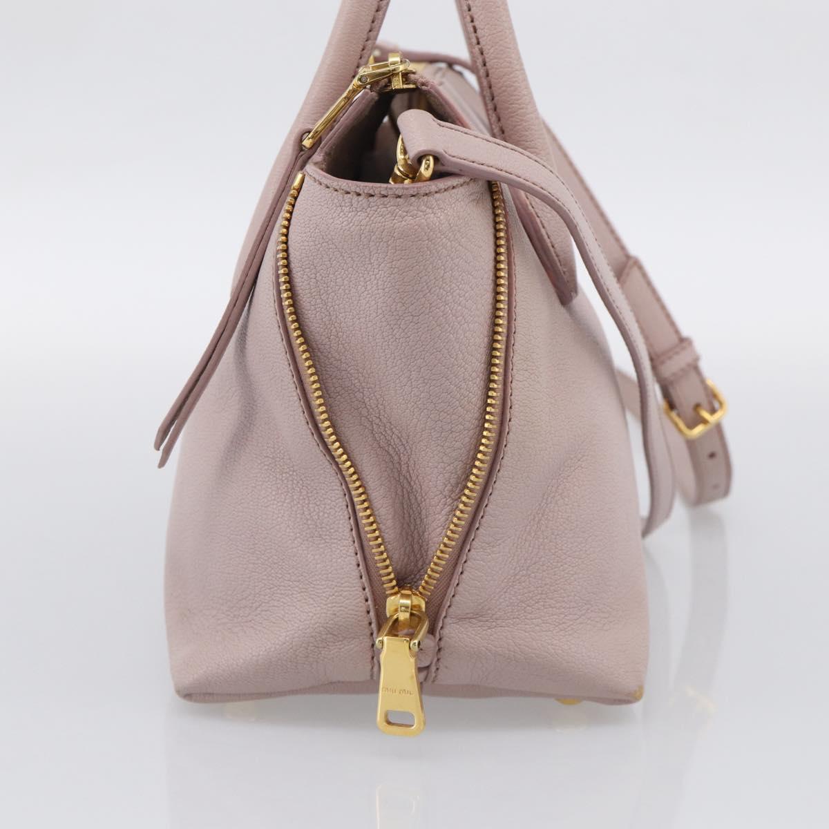 Miu Miu Madras Hand Bag Leather 2way Pink Gold Auth 210224