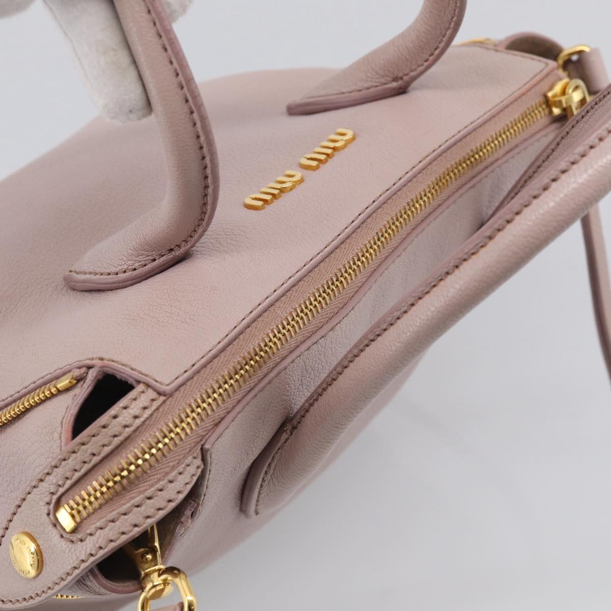 Miu Miu Madras Hand Bag Leather 2way Pink Gold Auth 210224