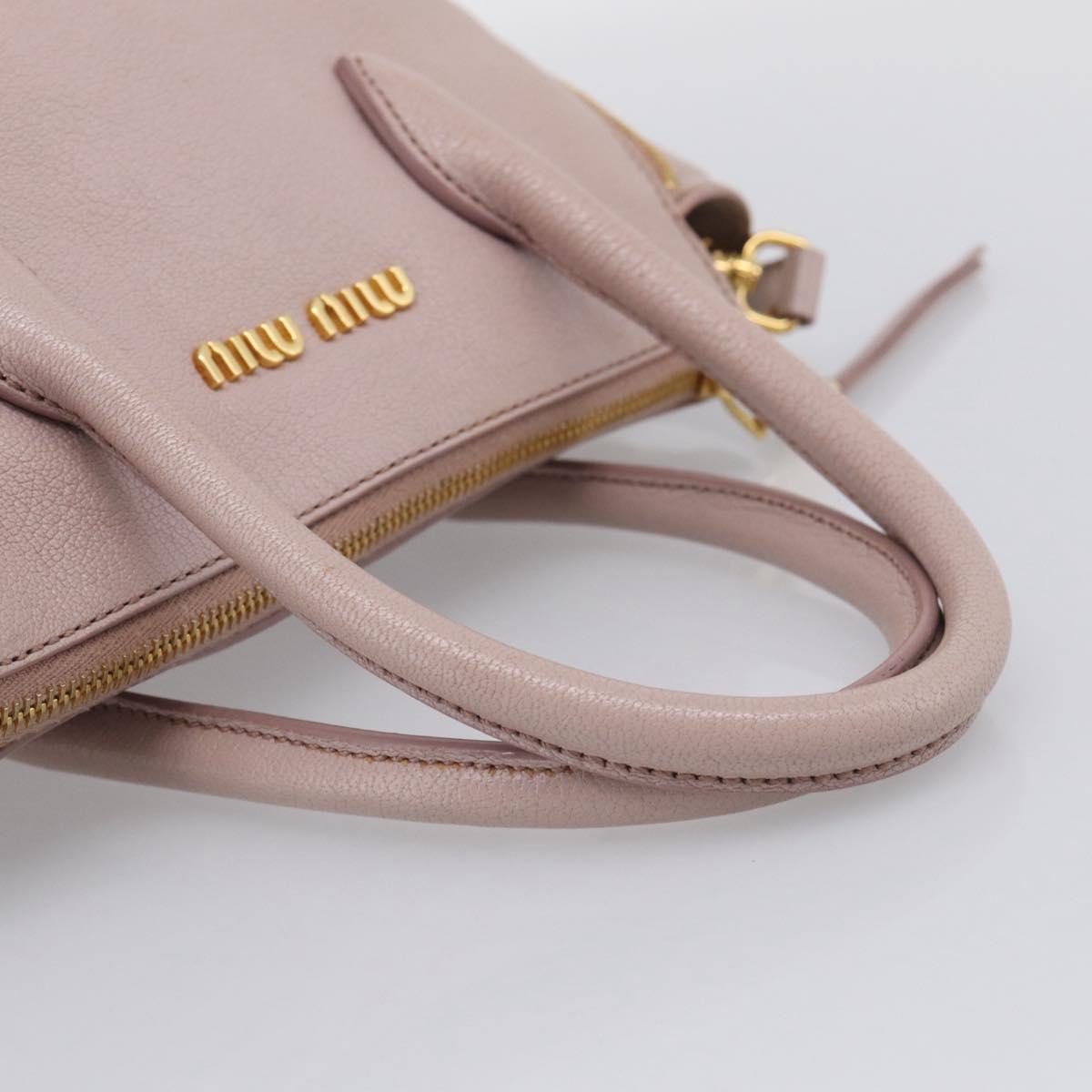 Miu Miu Madras Hand Bag Leather 2way Pink Gold Auth 210224