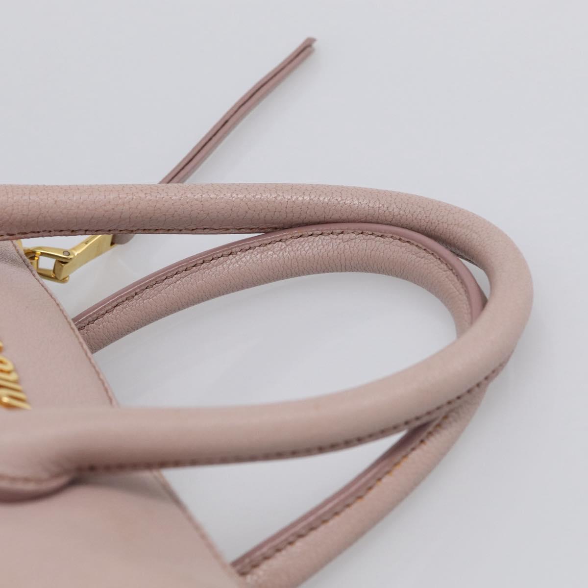 Miu Miu Madras Hand Bag Leather 2way Pink Gold Auth 210224