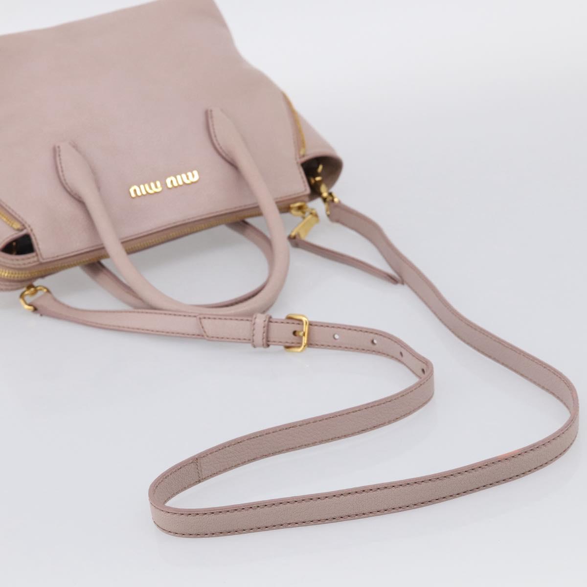 Miu Miu Madras Hand Bag Leather 2way Pink Gold Auth 210224
