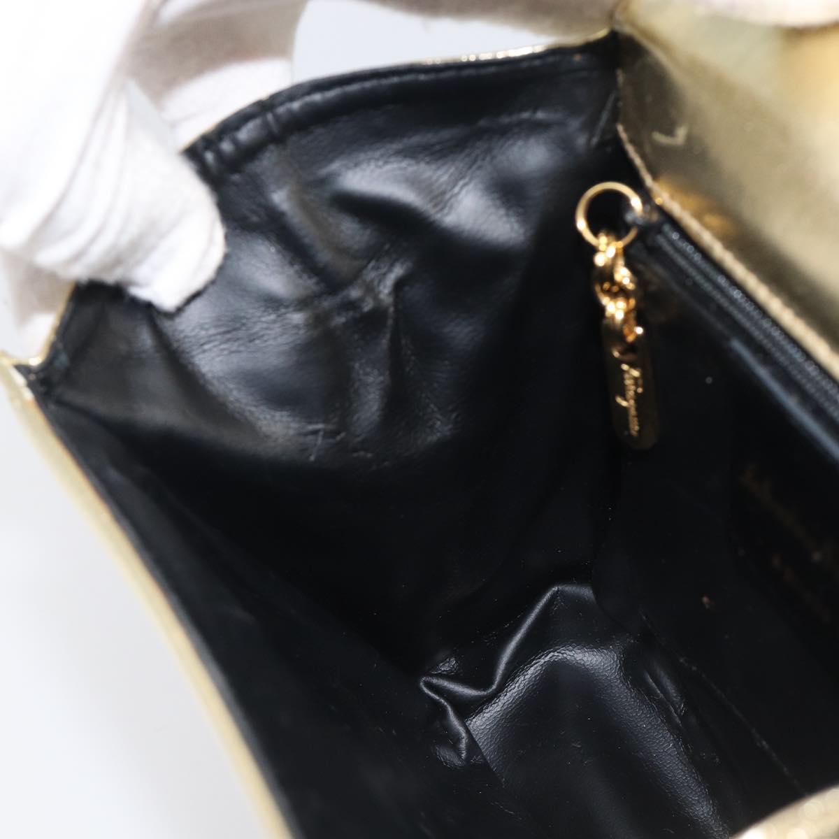 Salvatore Ferragamo Shoulder Bag Leather Gold Auth 210225