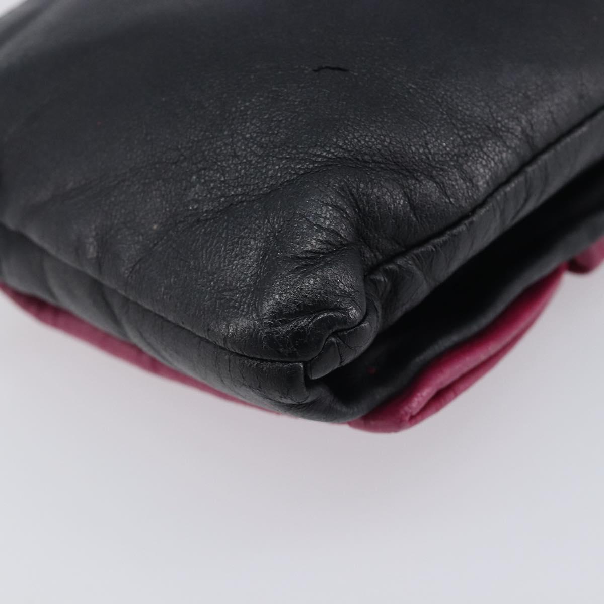 PRADA Ribbon Pouch Leather Black Gold Auth 210226