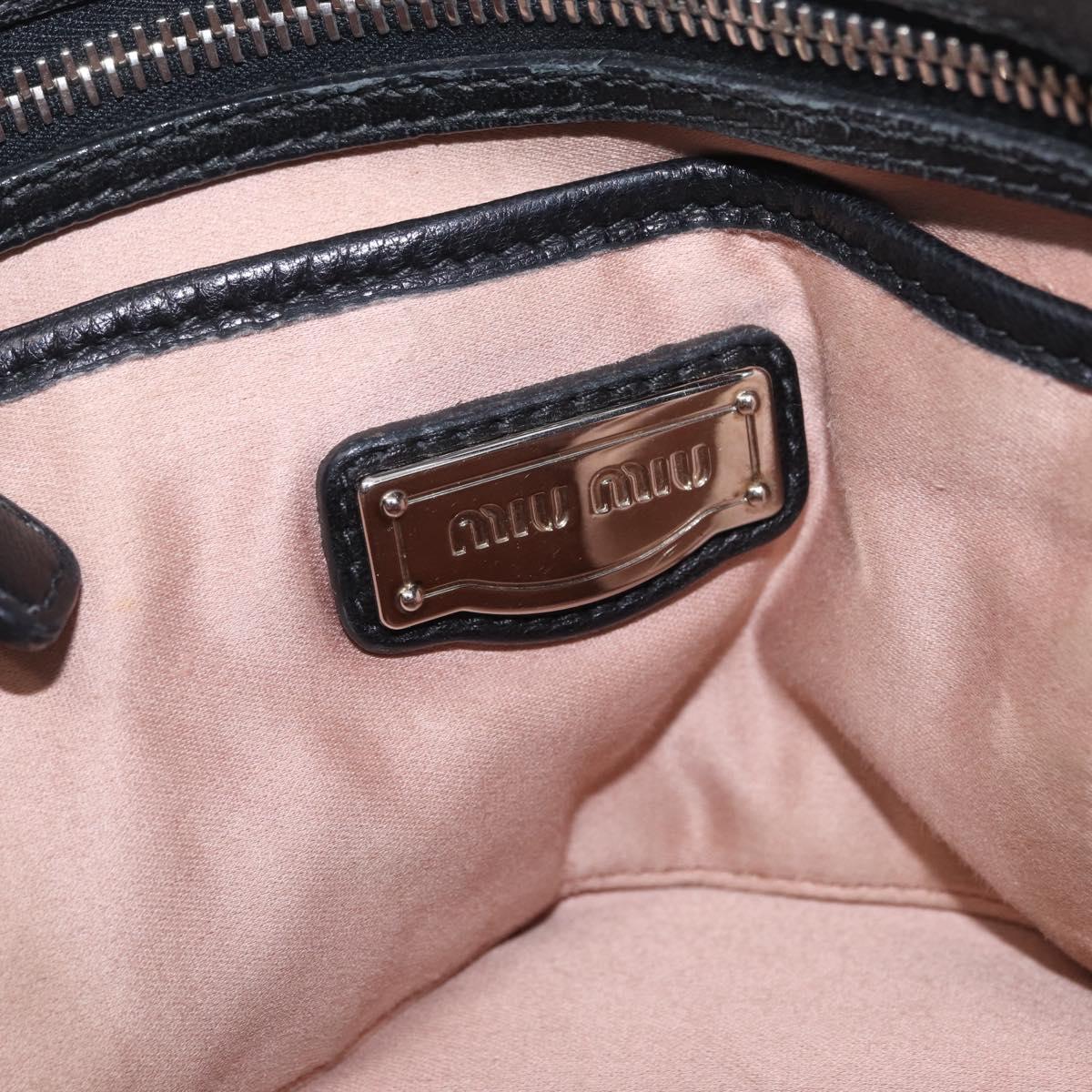 Miu Miu Matelasse Chain Shoulder Bag Leather Black Silver Auth 210230A