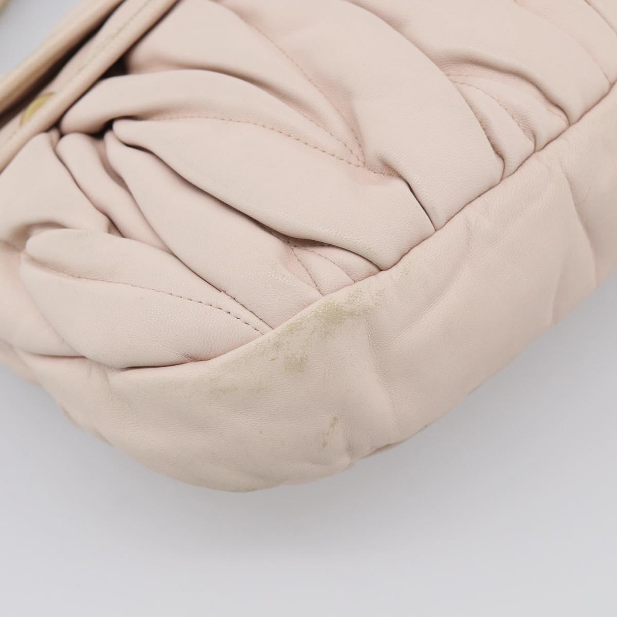 Miu Miu Matelasse Shoulder Bag Leather 2way Pink Gold Auth 210231