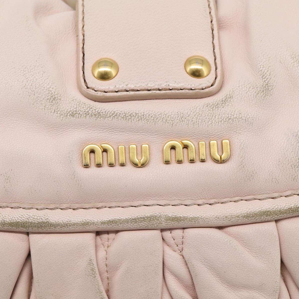 Miu Miu Matelasse Shoulder Bag Leather 2way Pink Gold Auth 210231