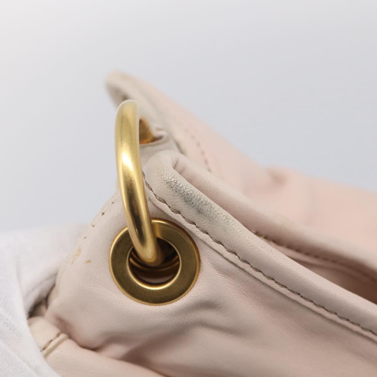 Miu Miu Matelasse Shoulder Bag Leather 2way Pink Gold Auth 210231