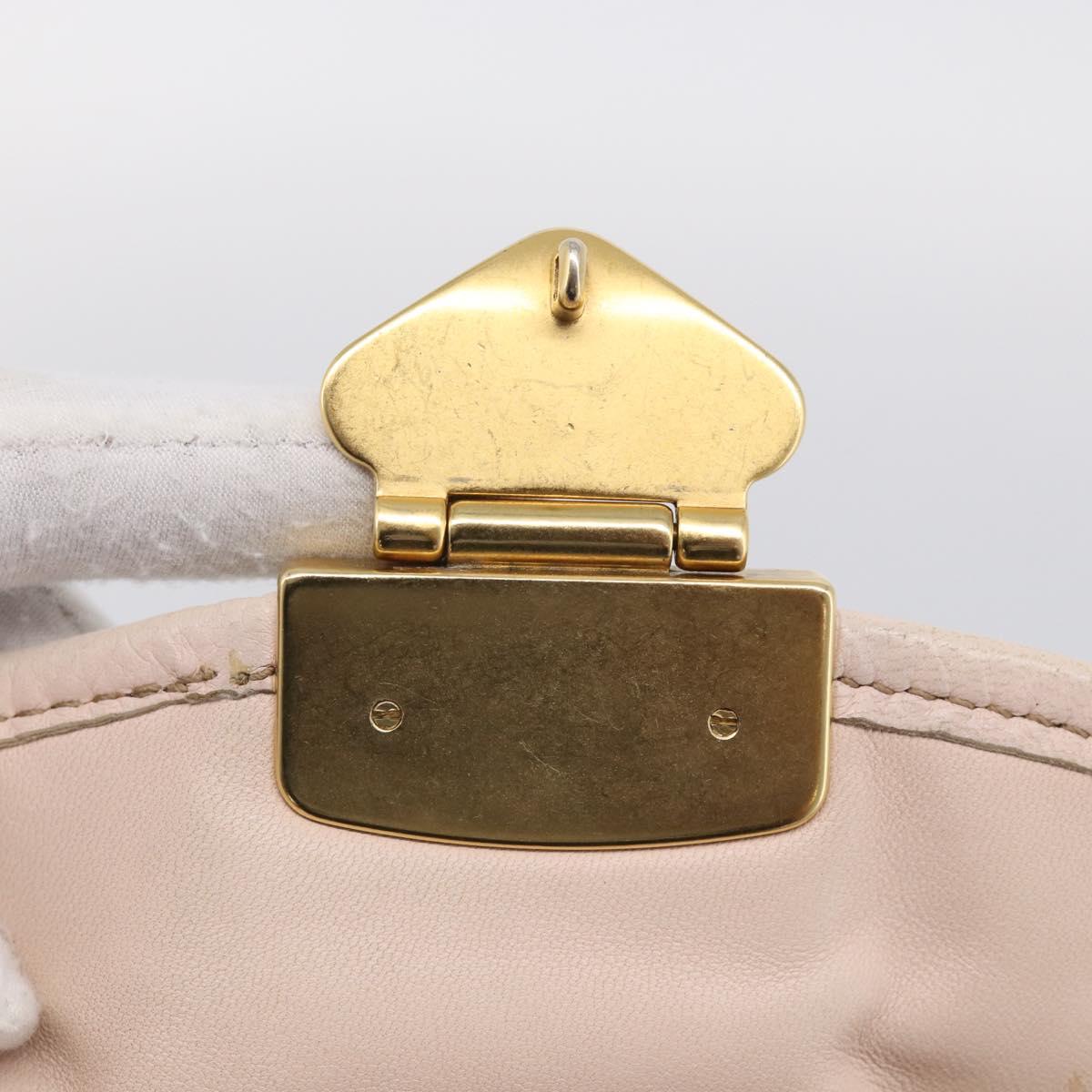 Miu Miu Matelasse Shoulder Bag Leather 2way Pink Gold Auth 210231
