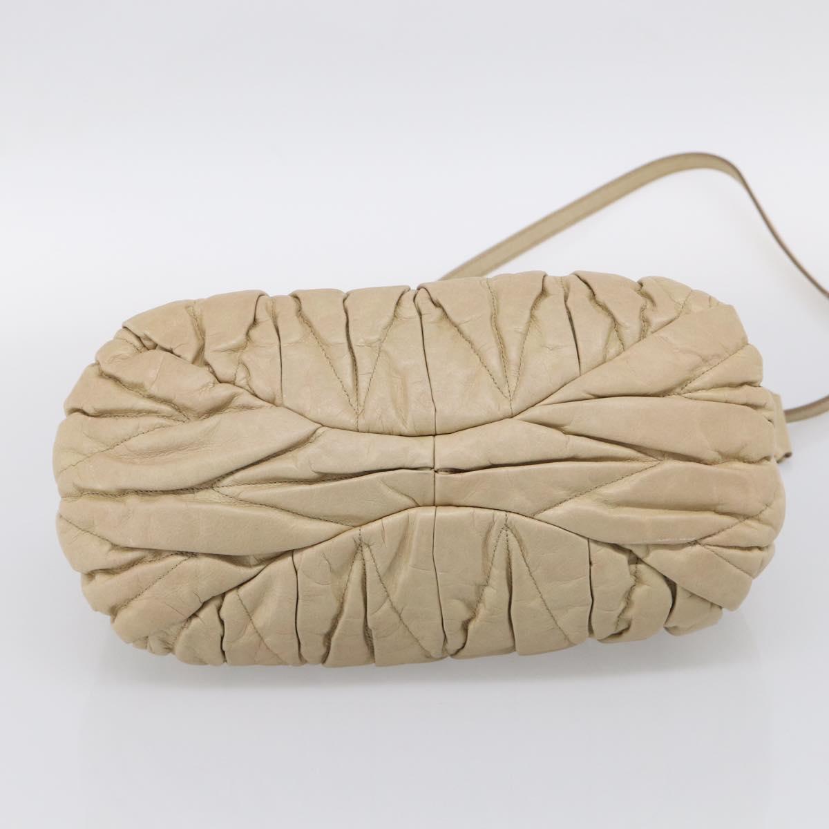 Miu Miu Matelasse Hand Bag Vitellolux 2way Beige Gold Auth 210233A
