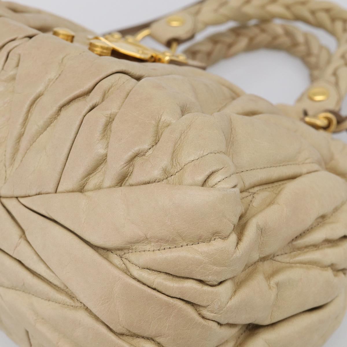 Miu Miu Matelasse Hand Bag Vitellolux 2way Beige Gold Auth 210233A