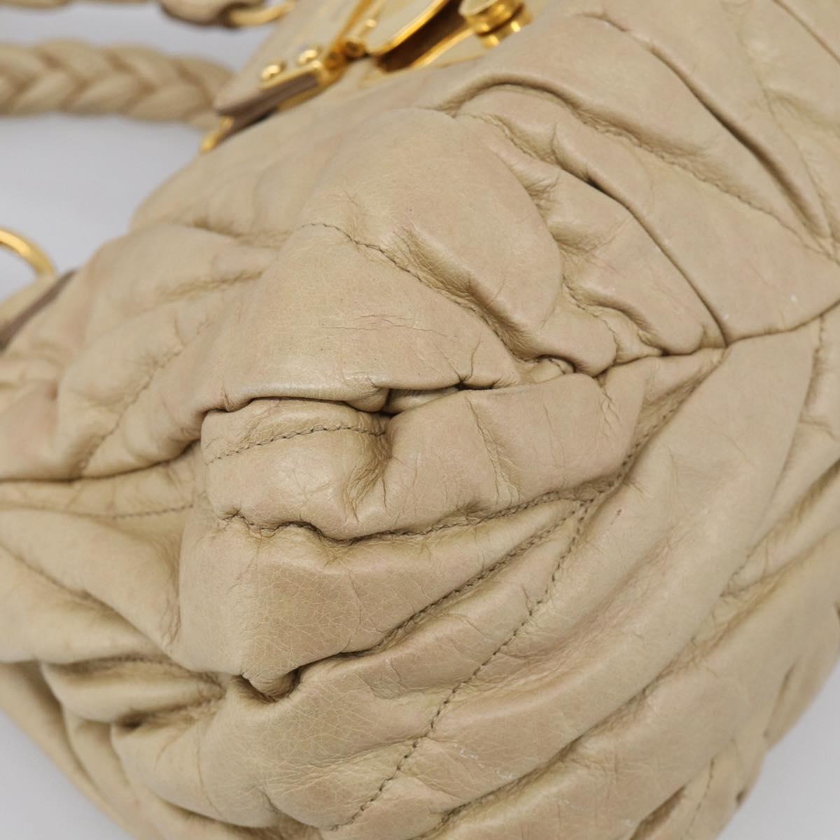 Miu Miu Matelasse Hand Bag Vitellolux 2way Beige Gold Auth 210233A