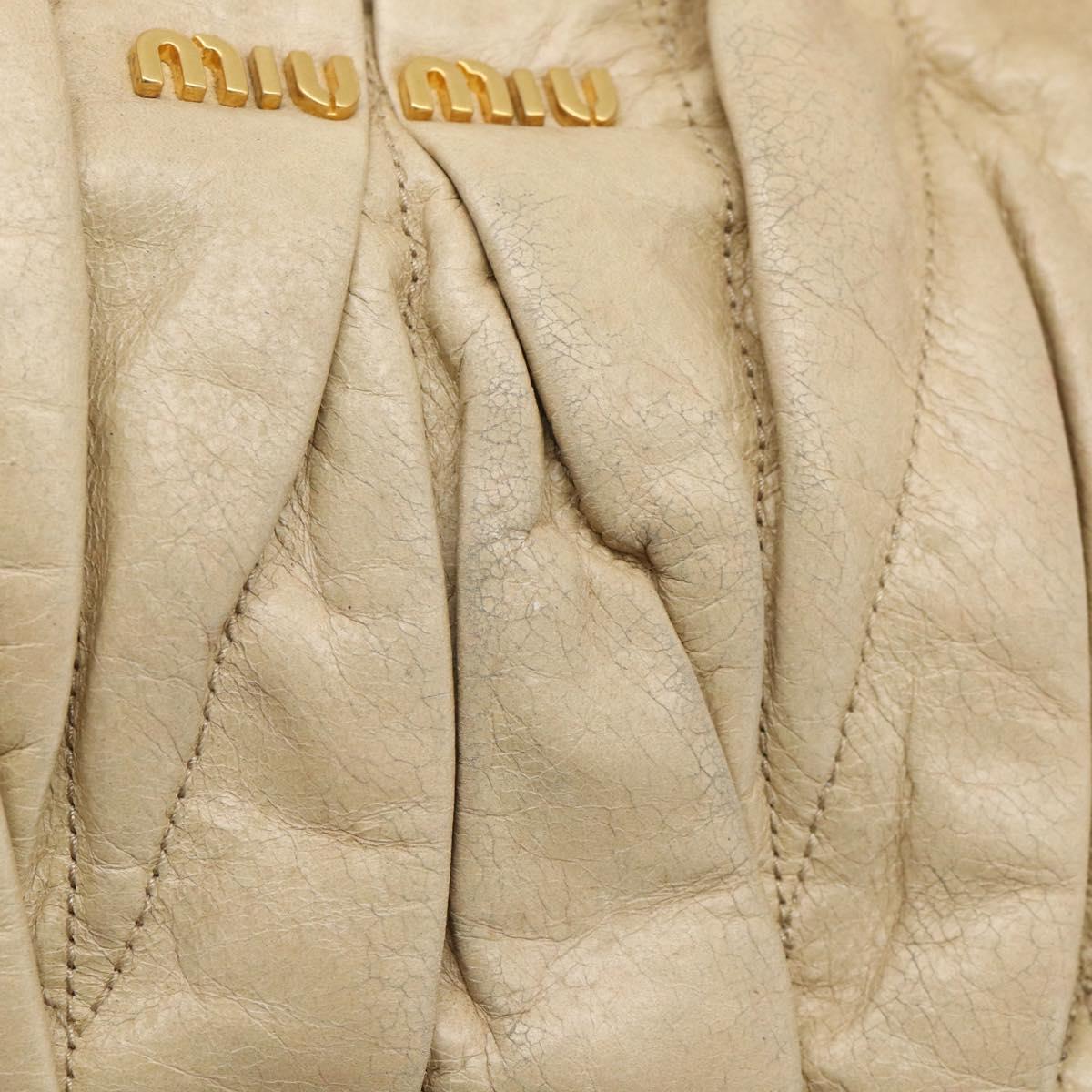 Miu Miu Matelasse Hand Bag Vitellolux 2way Beige Gold Auth 210233A