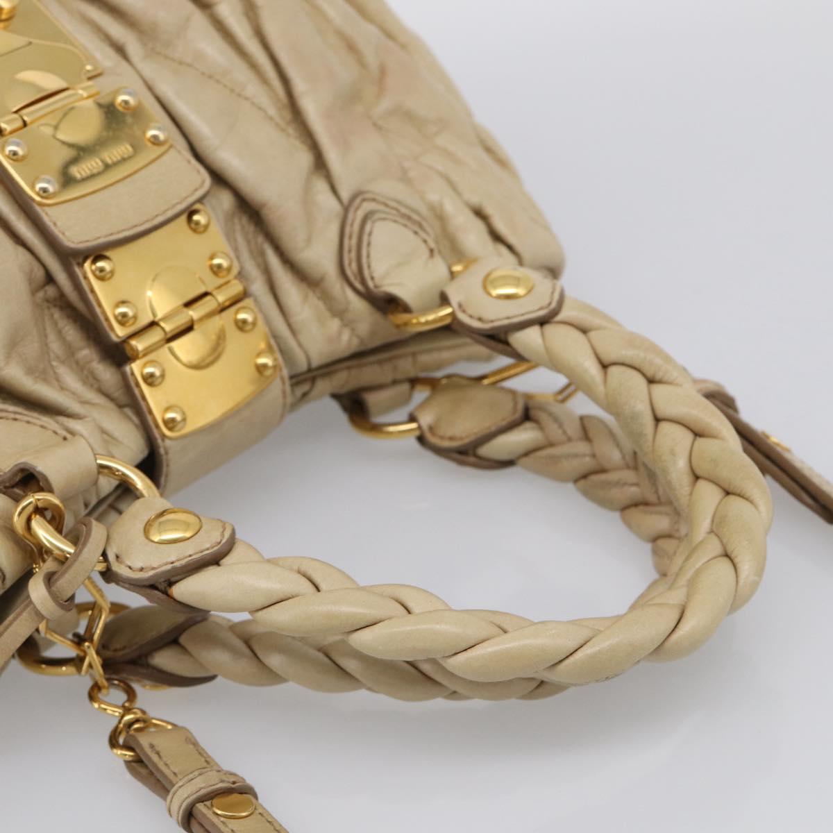Miu Miu Matelasse Hand Bag Vitellolux 2way Beige Gold Auth 210233A