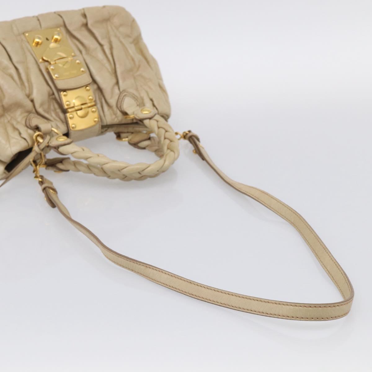 Miu Miu Matelasse Hand Bag Vitellolux 2way Beige Gold Auth 210233A