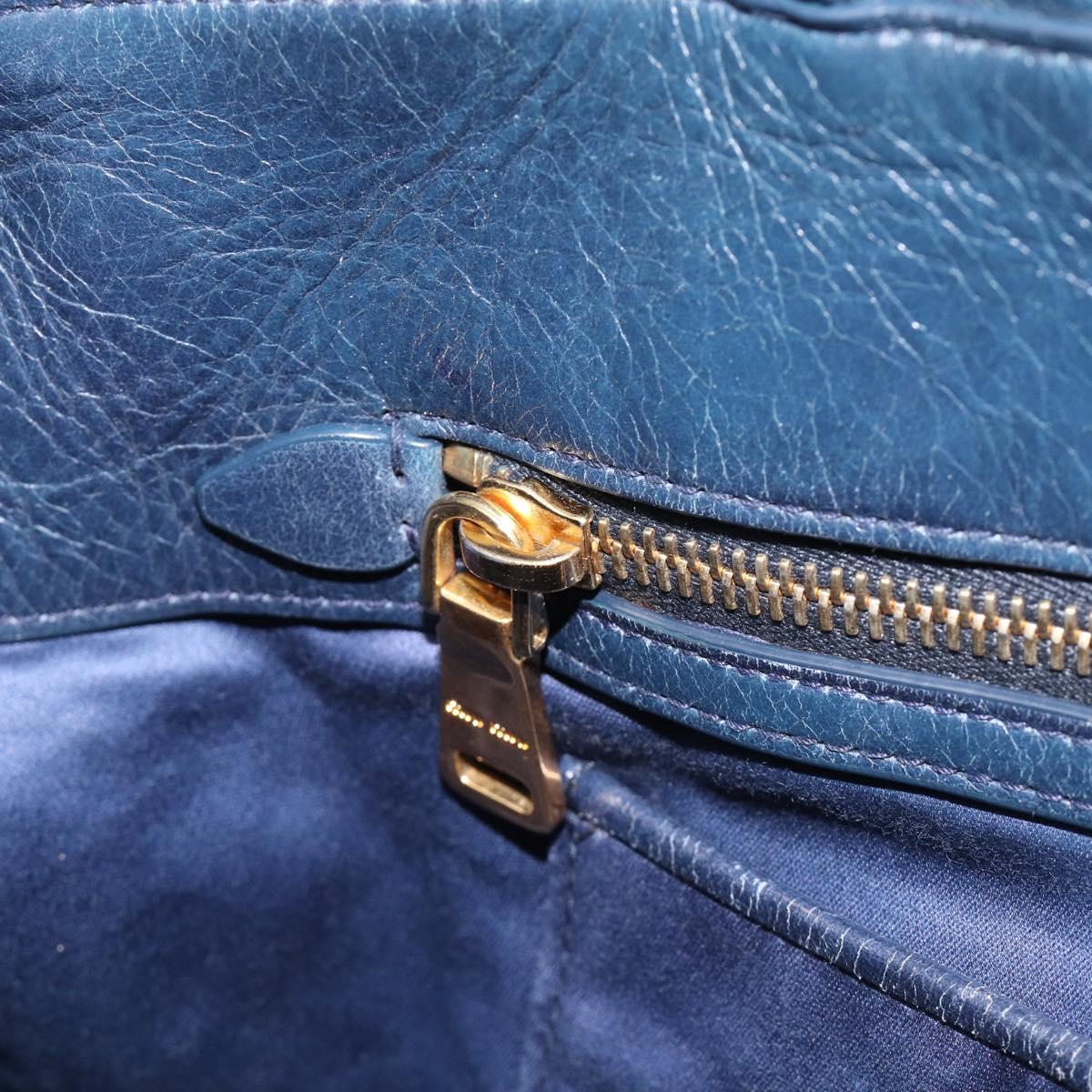 Miu Miu Hand Bag Vitellolux 2way Navy Gold Auth 210235A