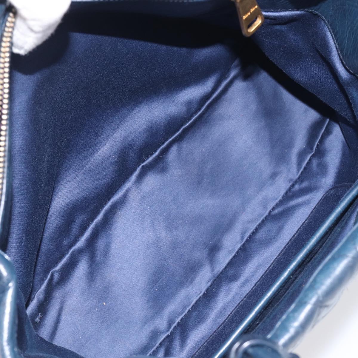 Miu Miu Hand Bag Vitellolux 2way Navy Gold Auth 210235A