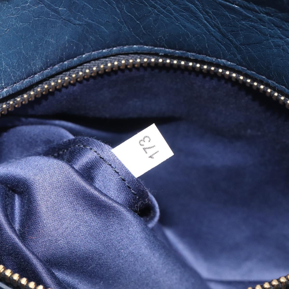Miu Miu Hand Bag Vitellolux 2way Navy Gold Auth 210235A