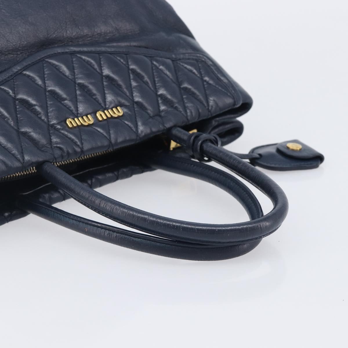 Miu Miu Hand Bag Vitellolux 2way Navy Gold Auth 210235A