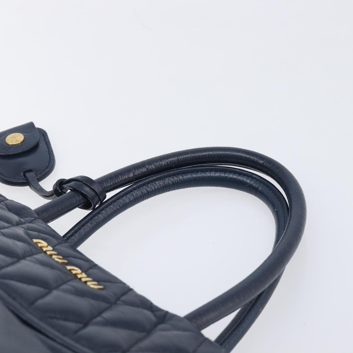 Miu Miu Hand Bag Vitellolux 2way Navy Gold Auth 210235A