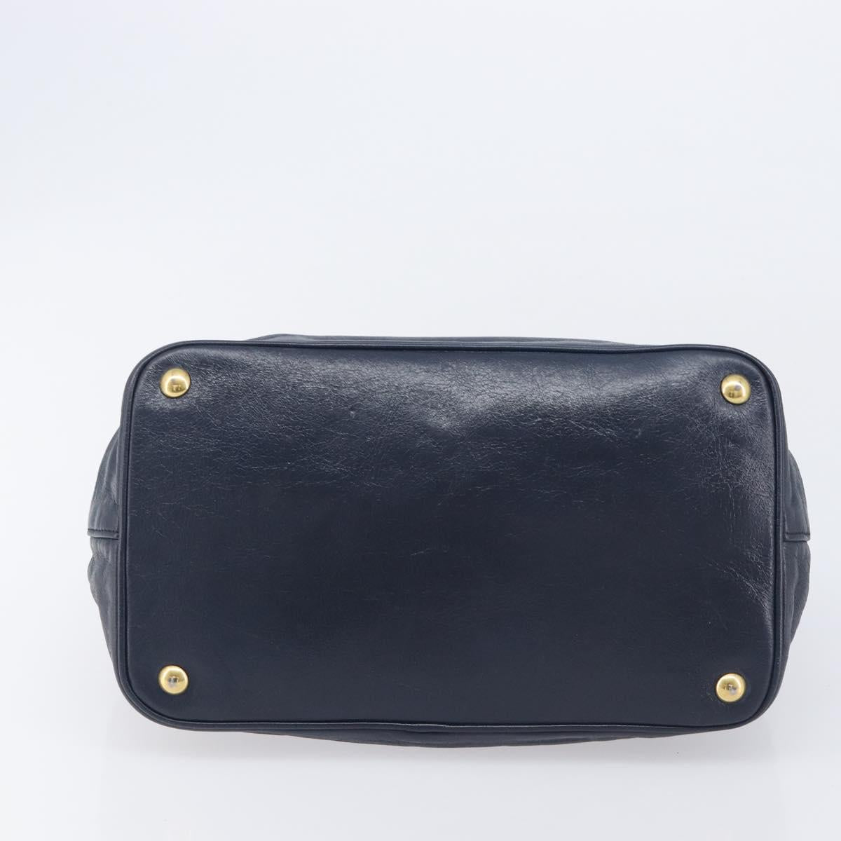 Miu Miu Hand Bag Vitellolux 2way Navy Gold Auth 210235A