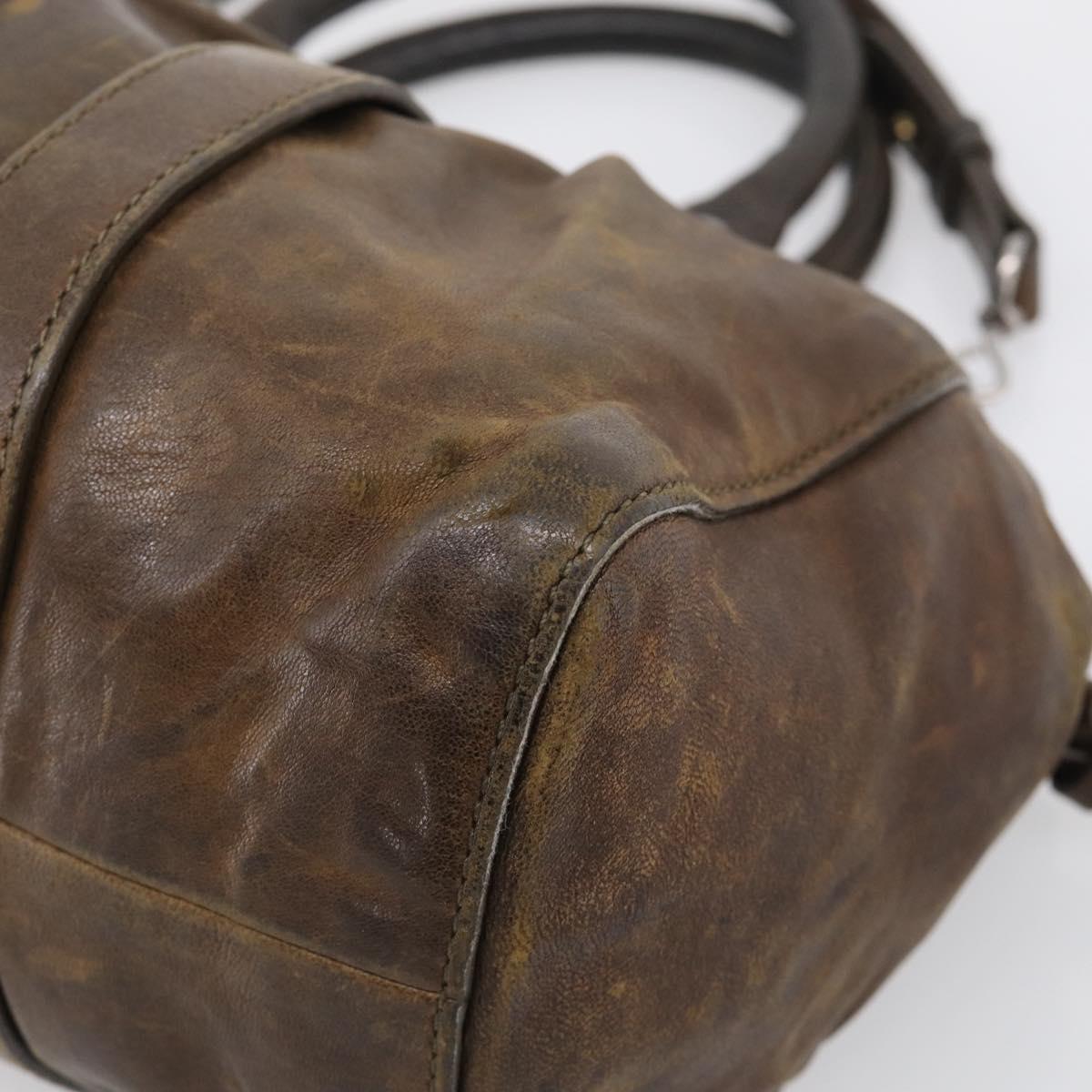 Miu Miu Hand Bag Vitellolux 2way Brown Silver Auth 210237V