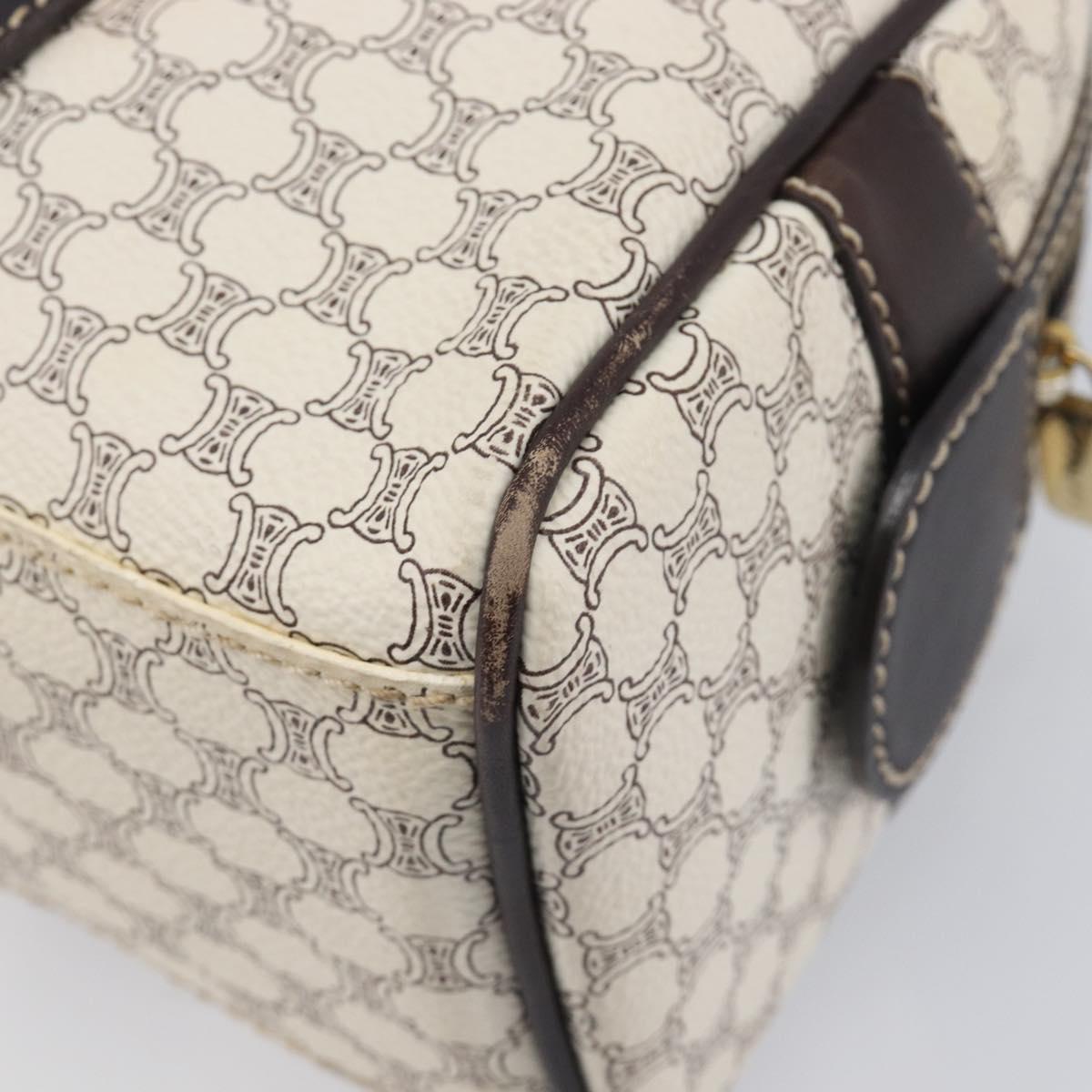 CELINE Macadam Canvas Hand Bag PVC Leather Ivory Gold Auth 210239