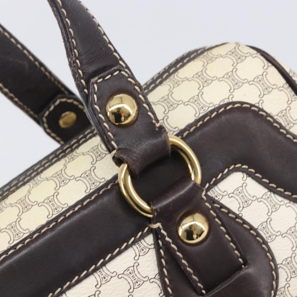 CELINE Macadam Canvas Hand Bag PVC Leather Ivory Gold Auth 210239