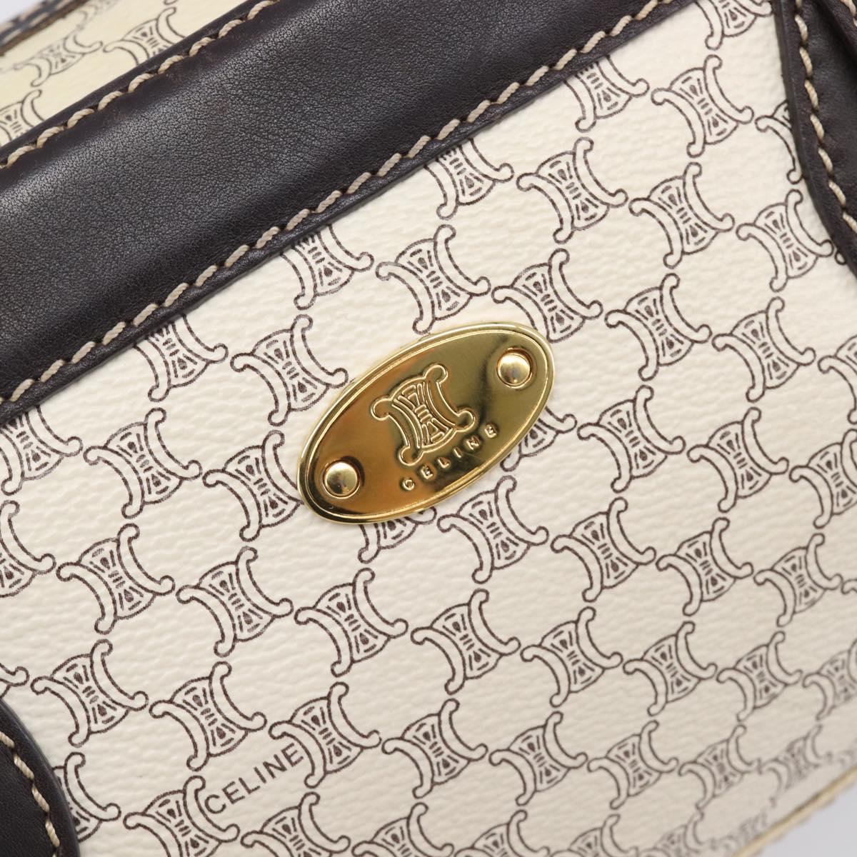 CELINE Macadam Canvas Hand Bag PVC Leather Ivory Gold Auth 210239