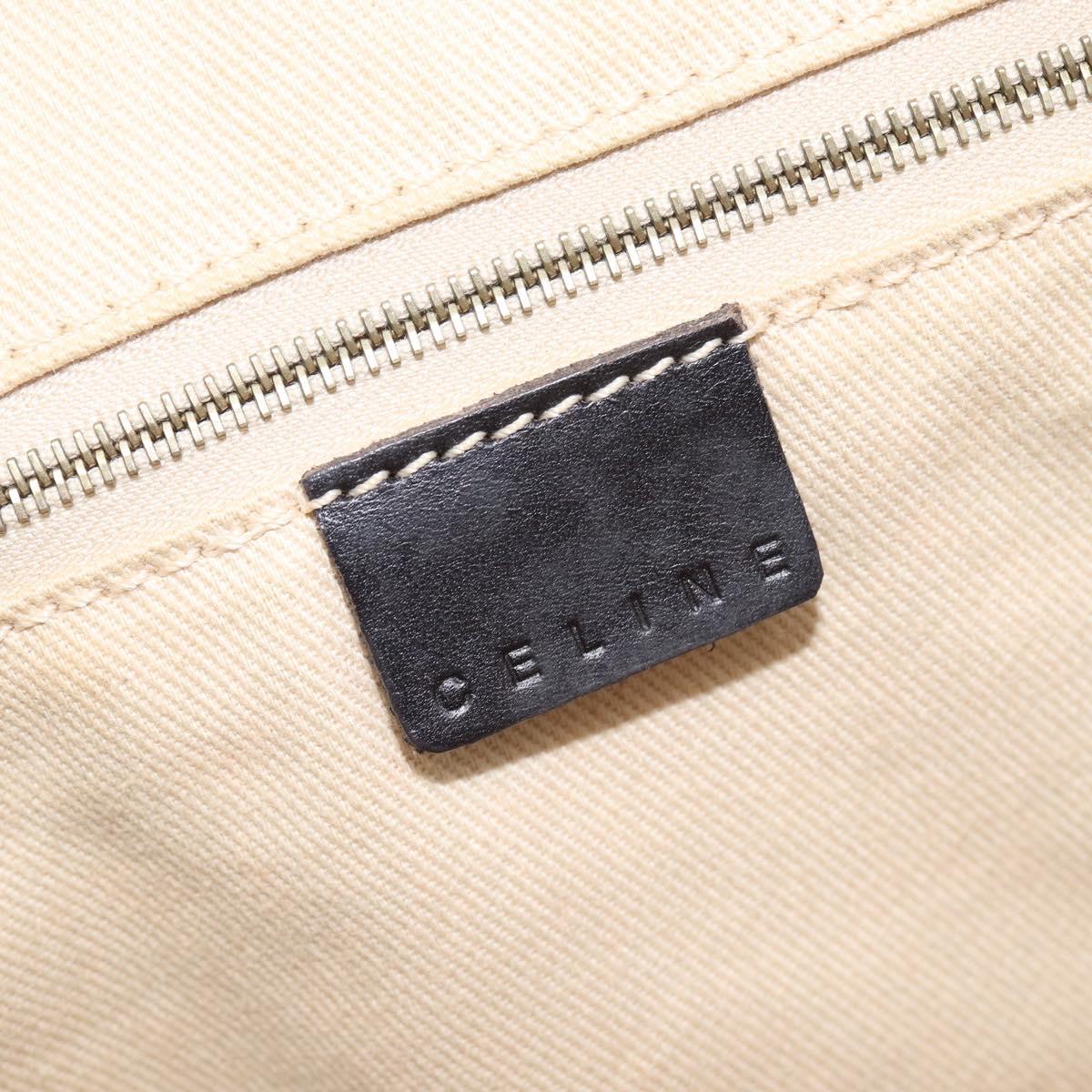 CELINE Macadam Canvas Hand Bag PVC Leather Ivory Gold Auth 210239