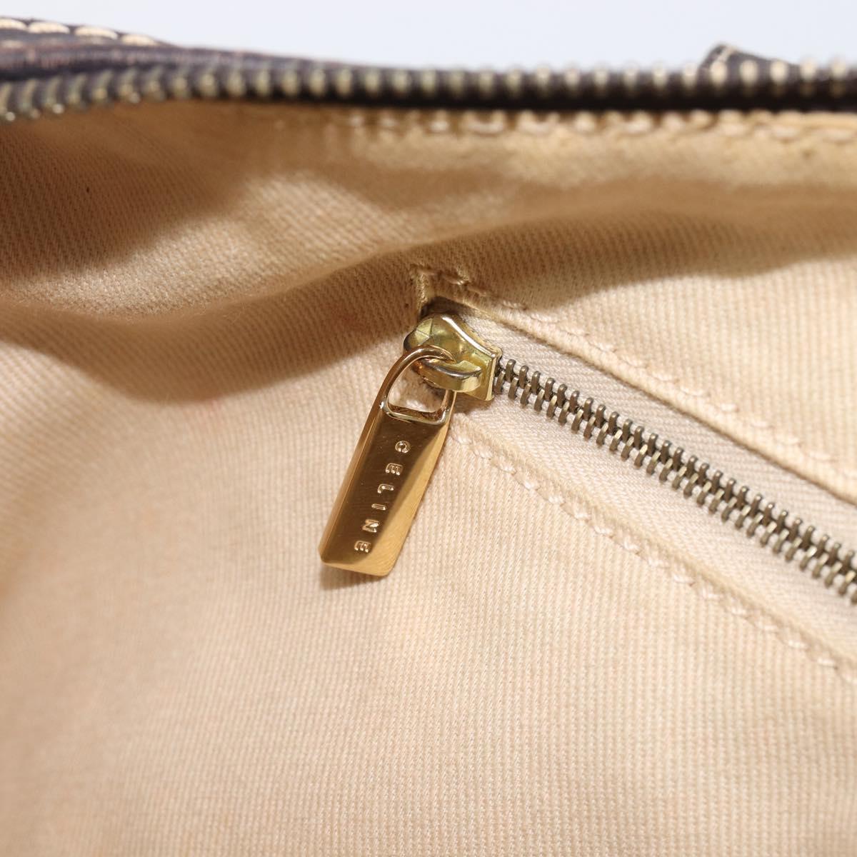 CELINE Macadam Canvas Hand Bag PVC Leather Ivory Gold Auth 210239
