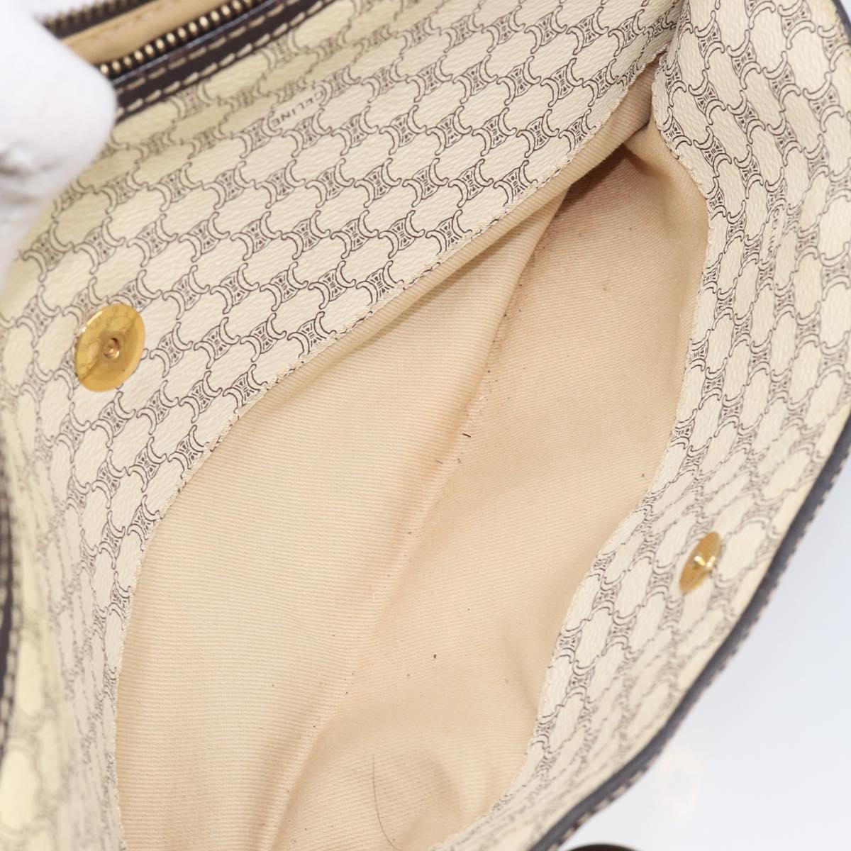 CELINE Macadam Canvas Hand Bag PVC Leather Ivory Gold Auth 210239