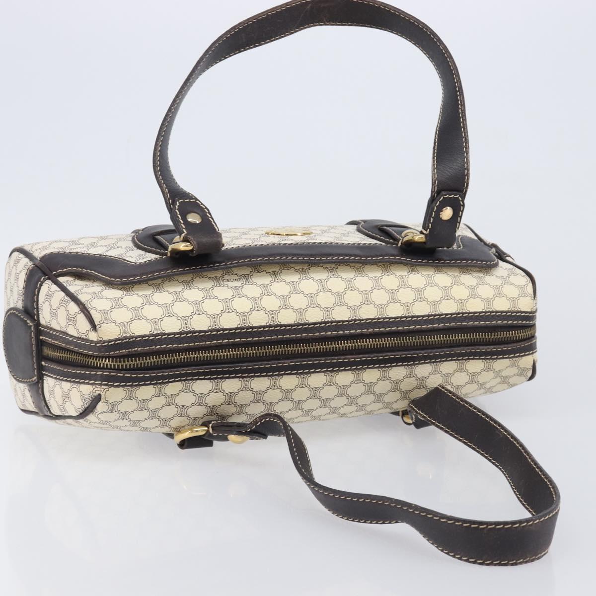 CELINE Macadam Canvas Hand Bag PVC Leather Ivory Gold Auth 210239