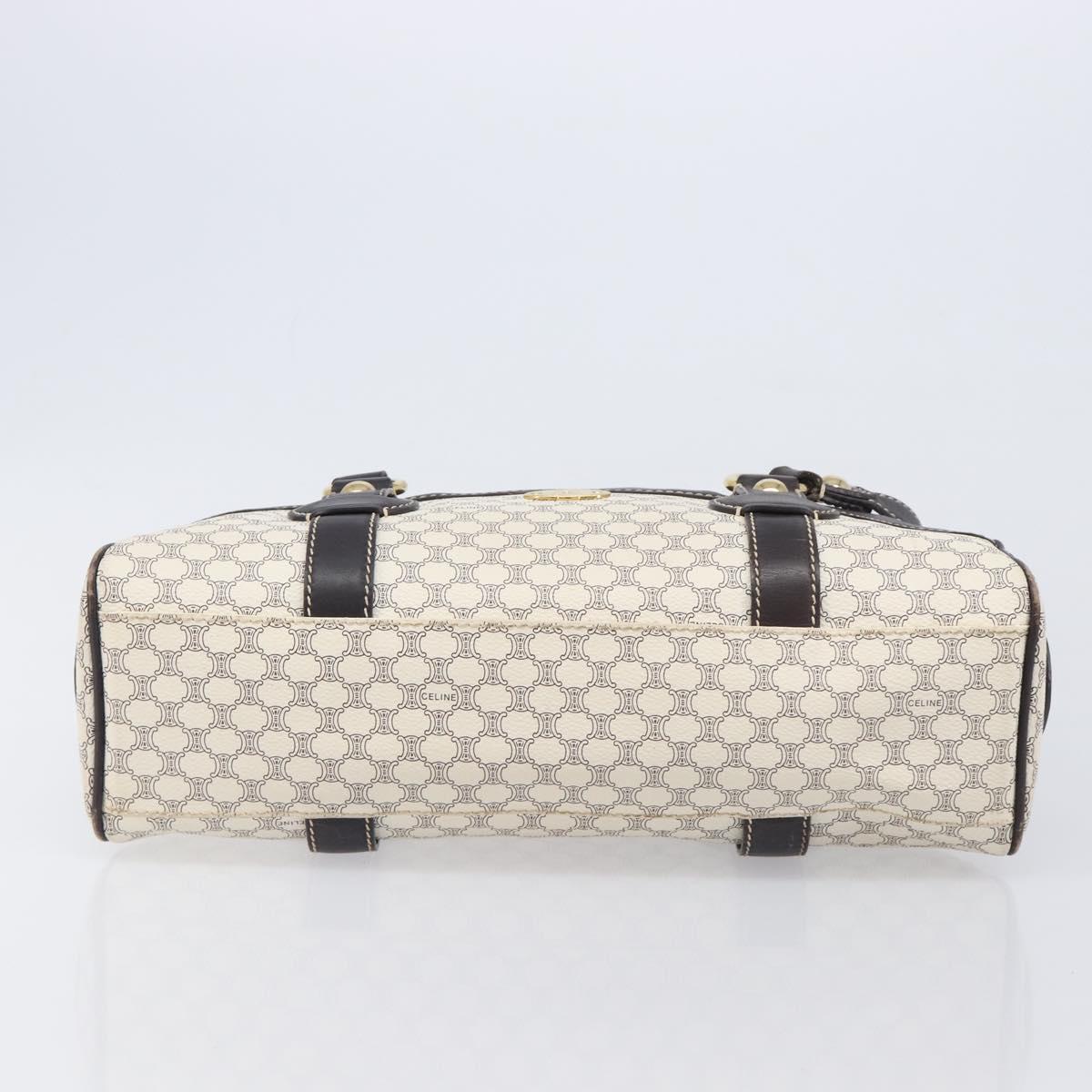 CELINE Macadam Canvas Hand Bag PVC Leather Ivory Gold Auth 210239