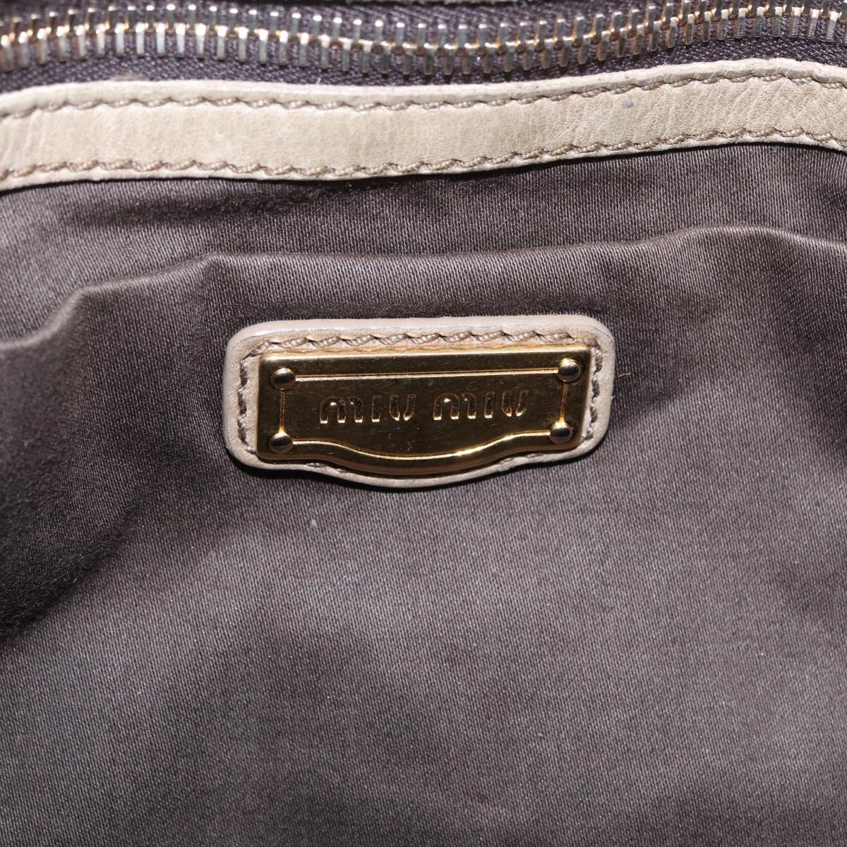 Miu Miu Tote Bag Vitellolux Beige Gold Auth 210240V