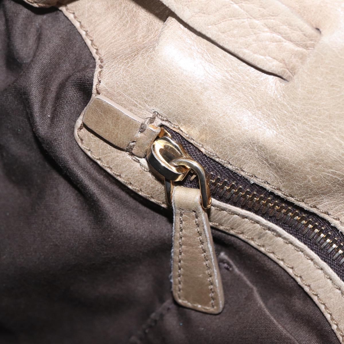 Miu Miu Tote Bag Vitellolux Beige Gold Auth 210240V