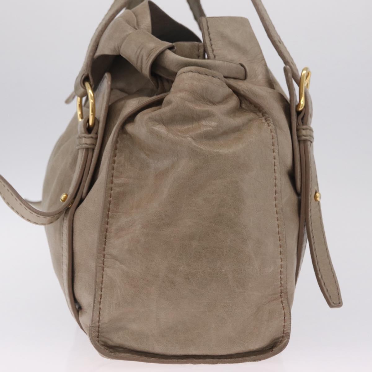 Miu Miu Tote Bag Vitellolux Beige Gold Auth 210240V
